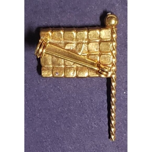 American Flag Rhinestone Pin Brooch Gold-Tone Patriotic Jewelry Red White Blue - Picture 3 of 3